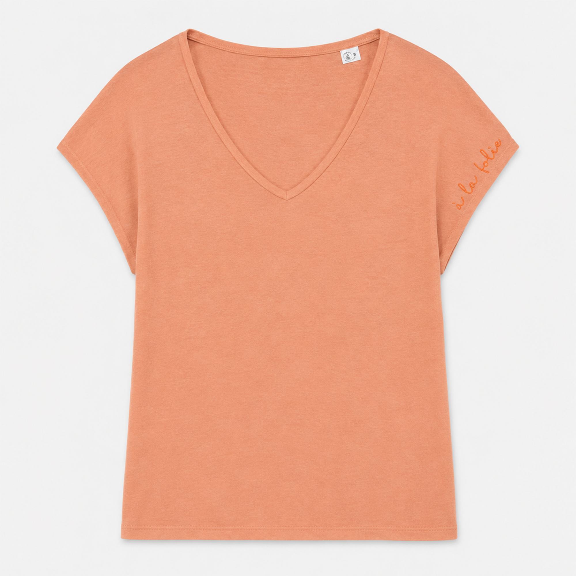 T-shirt Col V Apricot